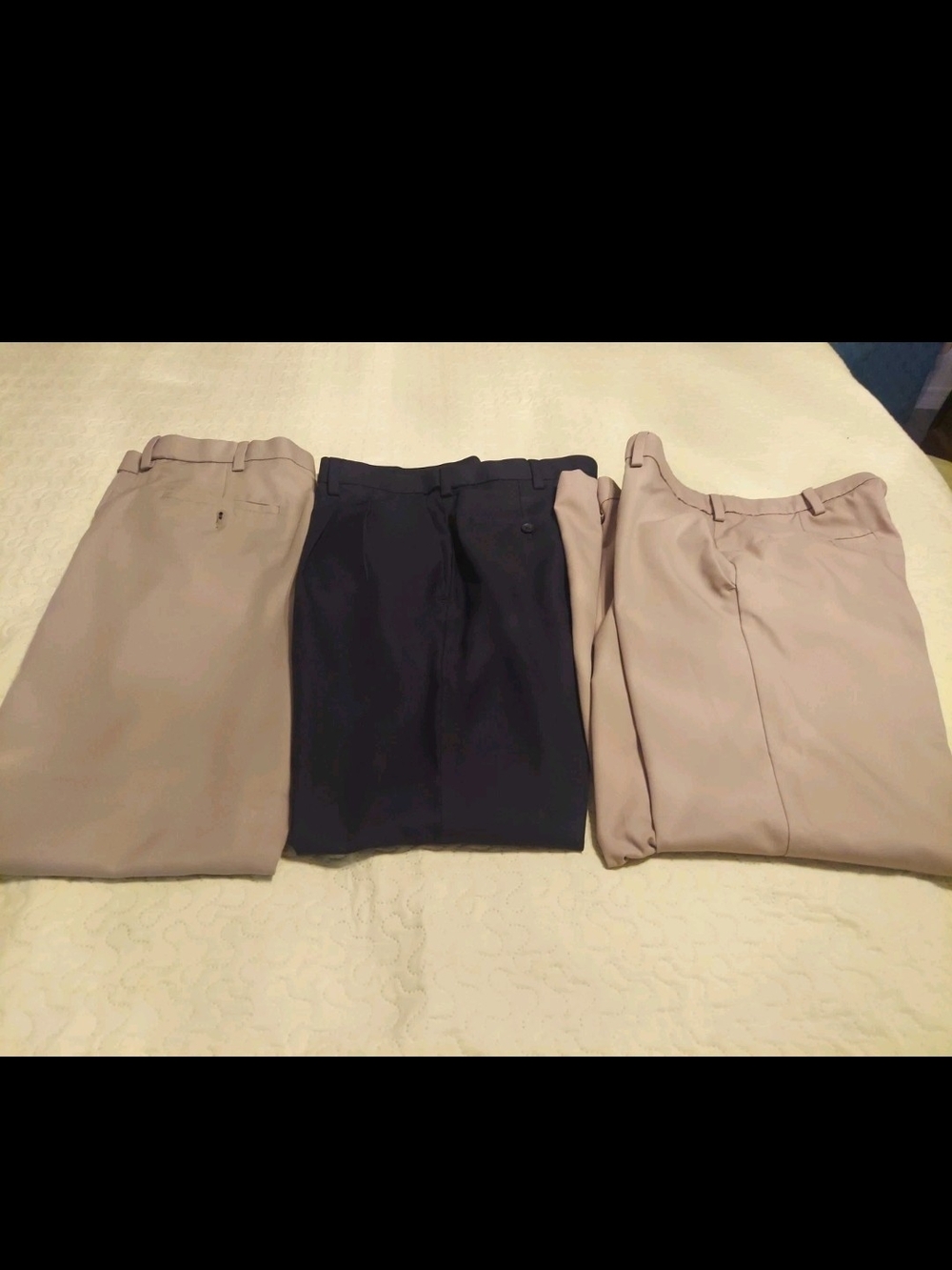 Haggar Men's Chinos Trio - Navy and Two Khaki Tones